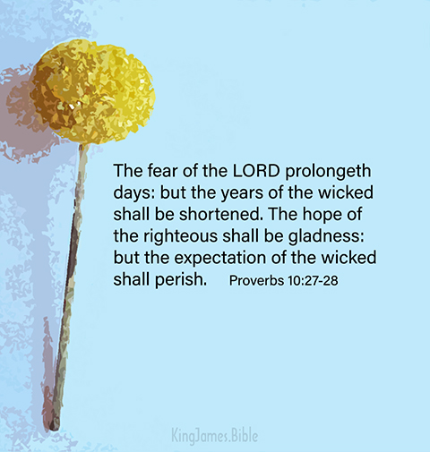 Proverbs 10:27-28 The fear of the LORD prolongeth days: but the years of the wicked shall be shortened. The hope of the righteous shall be gladness: but the expectation of the wicked shall perish. 