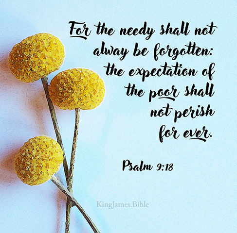Psalm 9:18 For the needy shall not alway be forgotten: the expectation of the poor shall not perish for ever. 